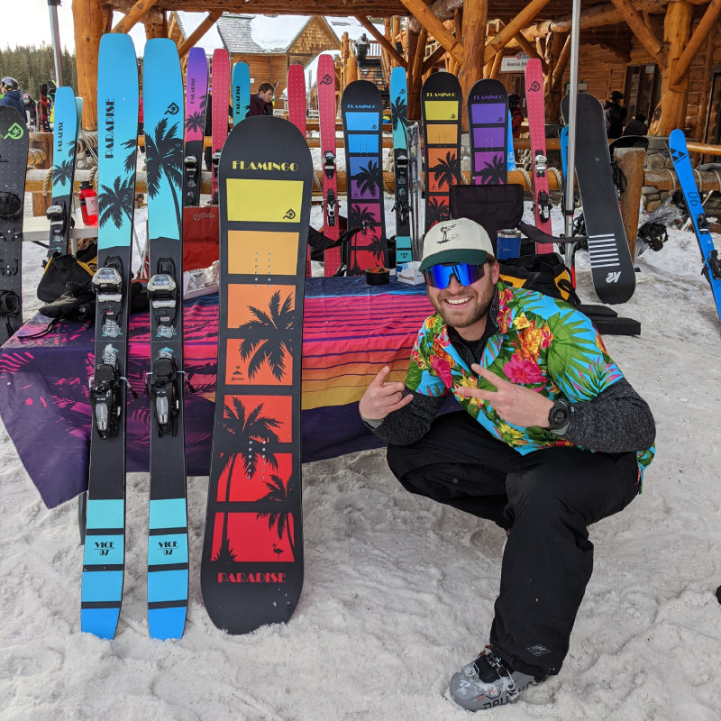 Ethan Shaheen - Marketing, Sales, and Sponsorship at Paradise Skis. Working at a demo day at Lake Louise.