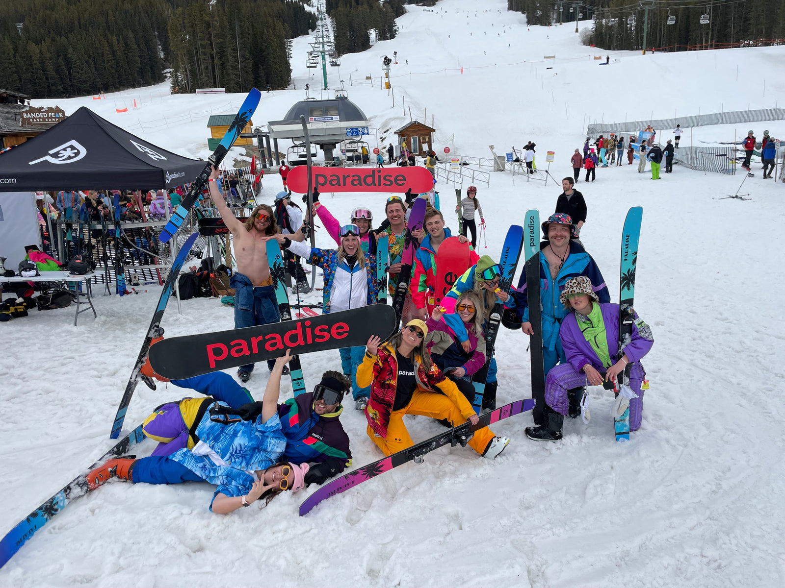 The Paradise team at Lake Louise Ski Resort for a demo day and Mount Slushmore in 2022.