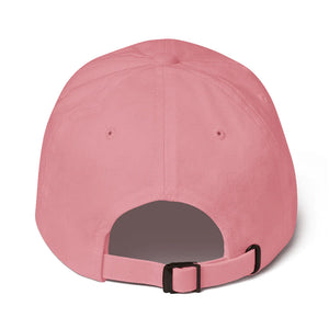 Paradise Rad Mom hat in pink with Flamingo logo and antique buckle