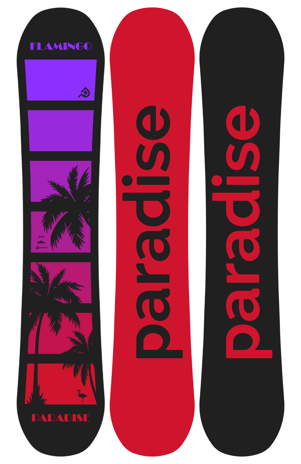 The all-mountain, unisex Flamingo snowboard in 149cm. Available in this unique topsheet with either a red of black base.