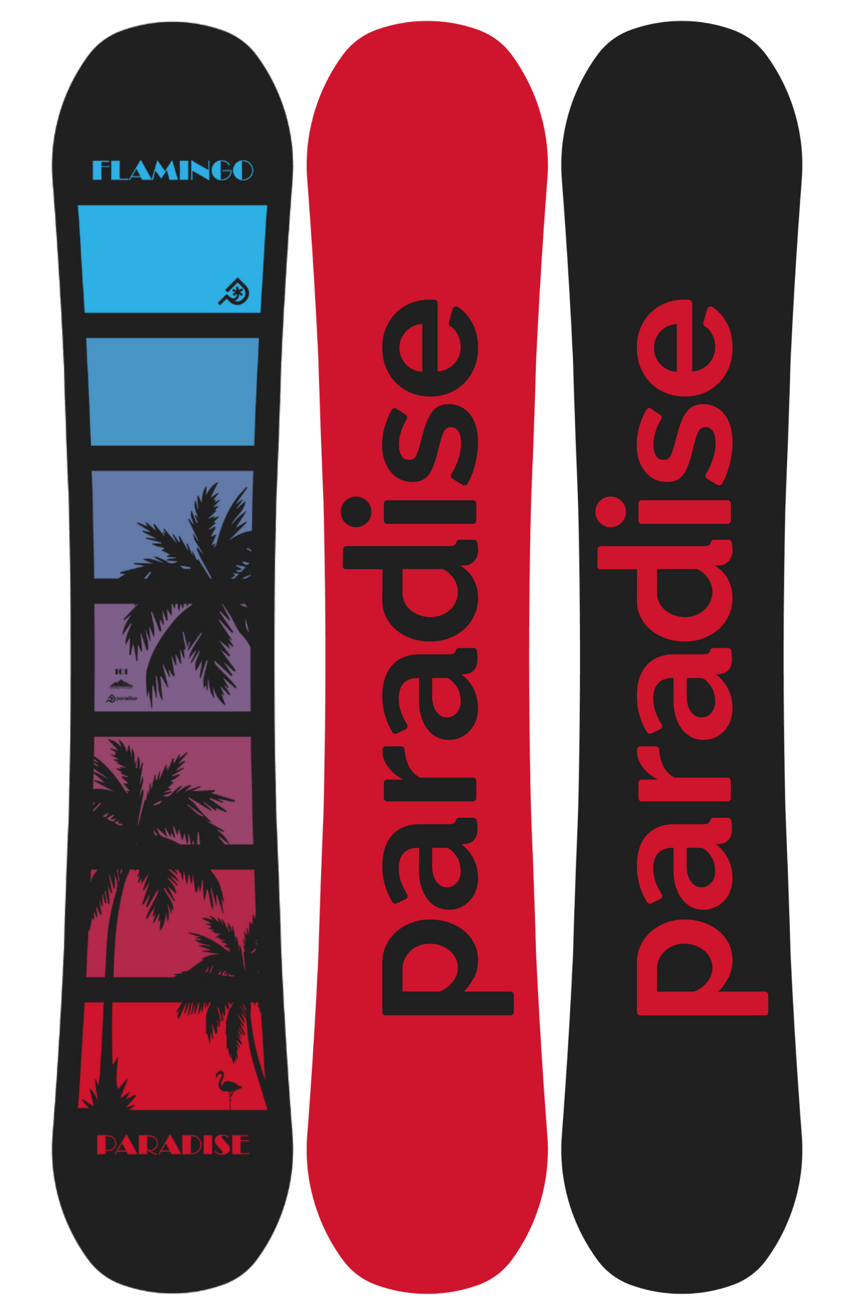 The all-mountain, unisex Flamingo snowboard in 161cm. Available in this unique topsheet with either a red of black base.