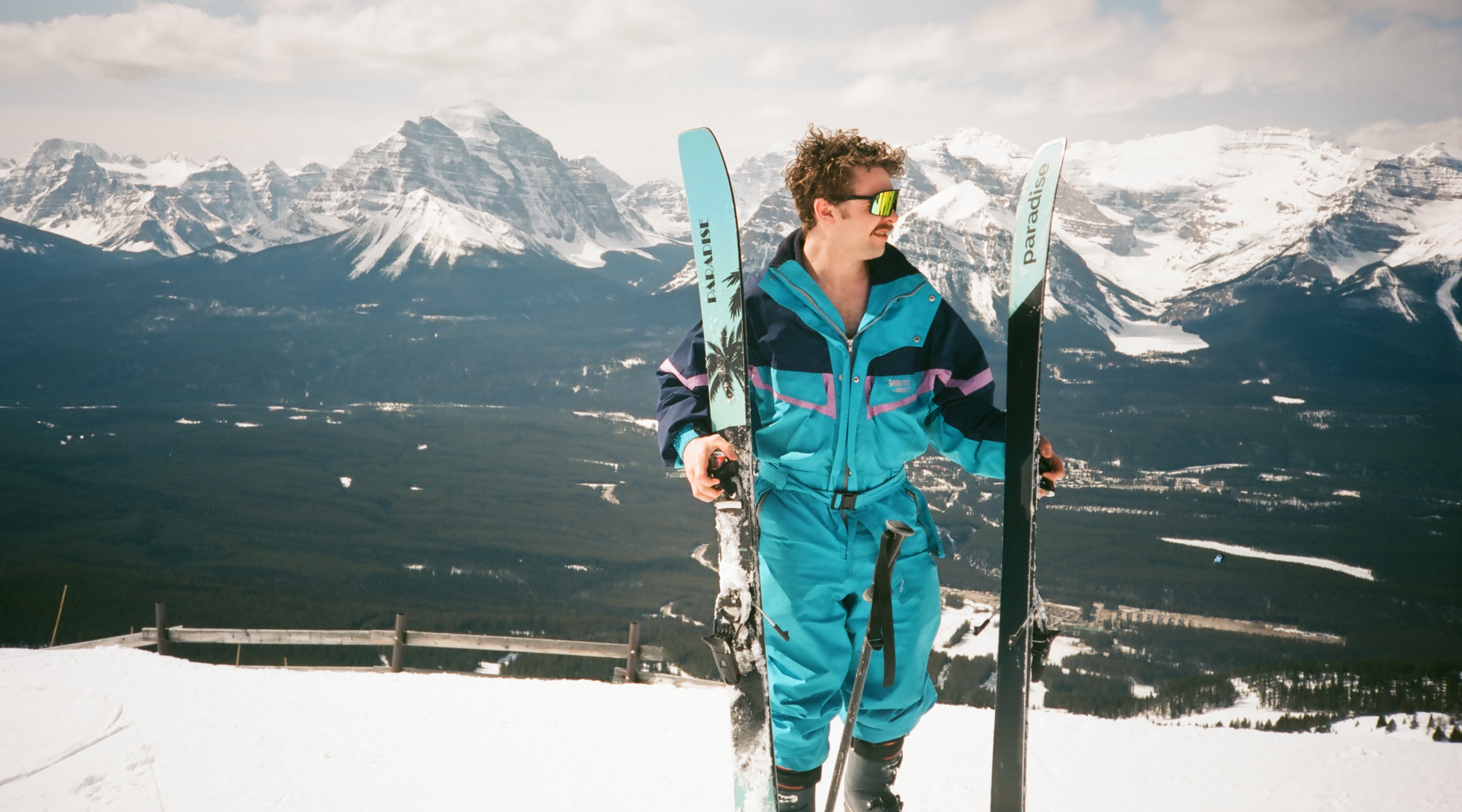 VICE 97 with retro ski suit at Lake Louise Ski Resort, Alberta, Canada