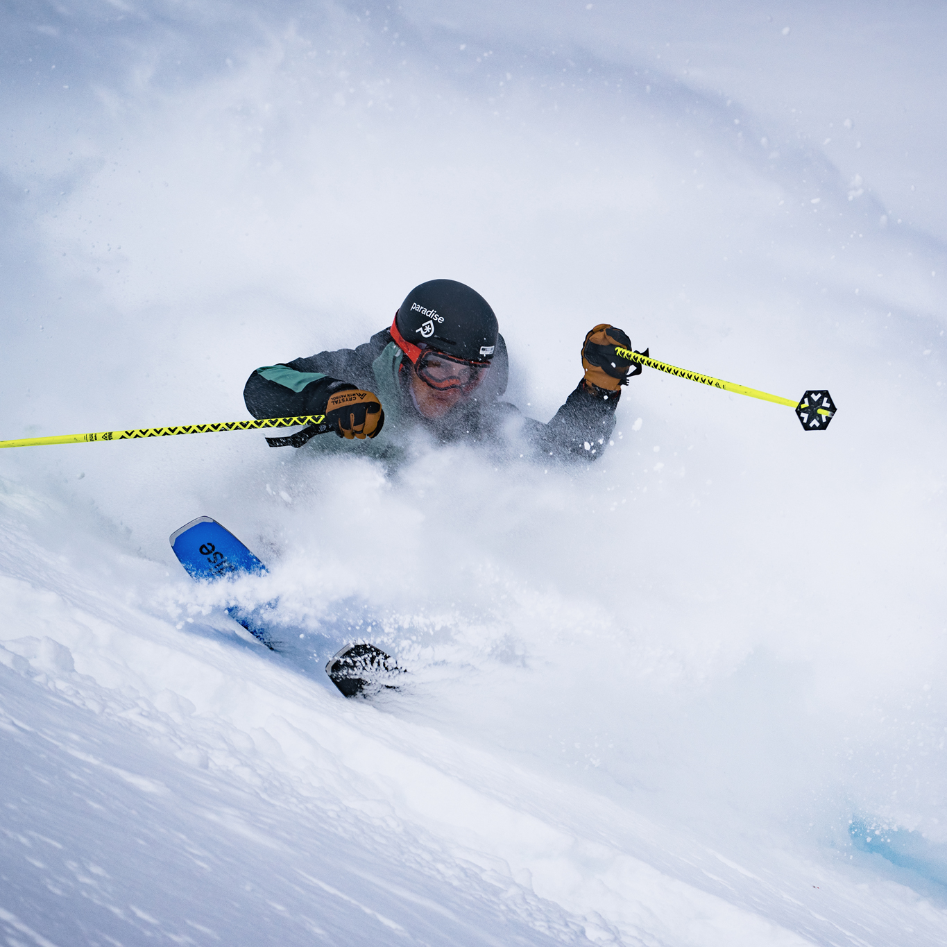VICE 105 skiing powder at Crystal Mountain, Washington.