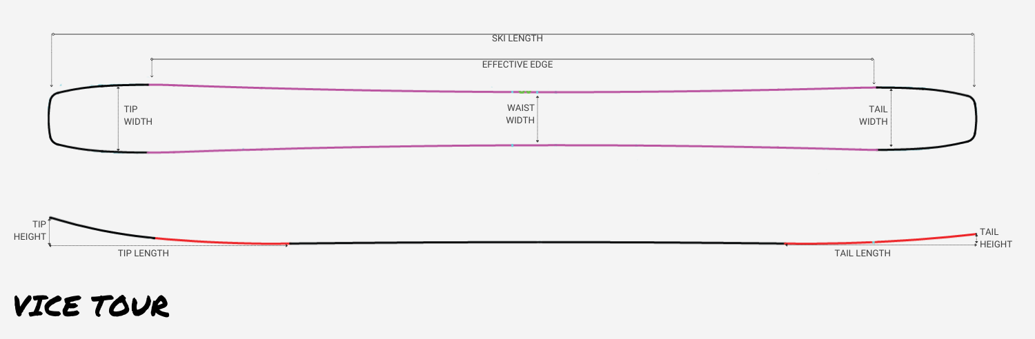 VICE TOUR Carbon Ski Product Drawing