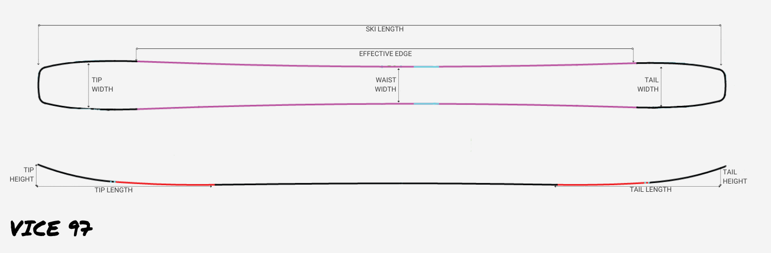 VICE 97 Freestyle Ski Drawing 
