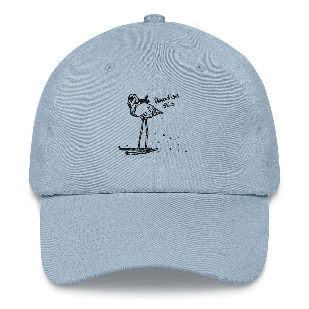 Paradise Rad Mom hat in blue with Flamingo logo