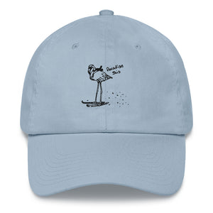 Paradise Rad Mom hat in blue with Flamingo logo