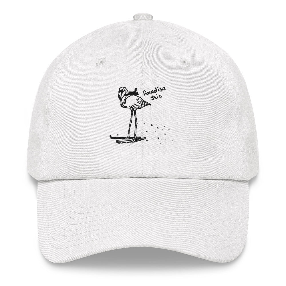 Paradise Rad Mom hat in white with Flamingo logo