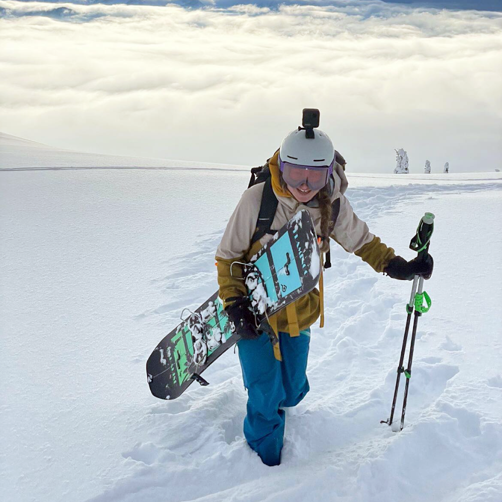 Paradise FLAMINGO splitboard on the hike up in the backcountry of British Columbia 