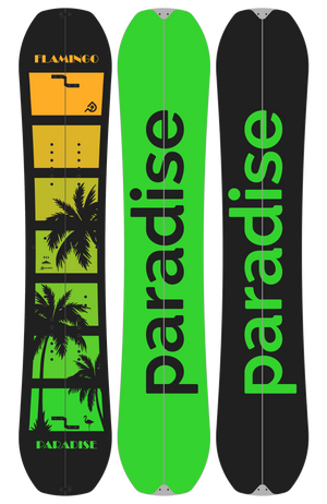 The Paradise FLAMINGO SPLITBOARD in the 155cm length with two different base colours.
