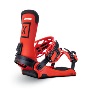Fix Binding Company - Magnum Bindings - men's freeride snowboard bindings - ICON RED Color, now sold by Paradise Skis for our all-mountain, freeride, unisex snowboard - The Flamingo